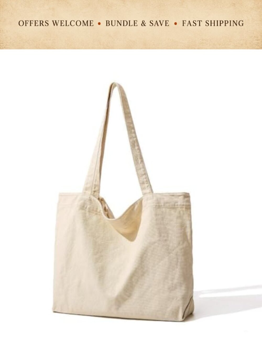 Large Canvas Tote Bag Cotton Shoulder Bag Zipper Everyday Carryall